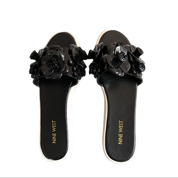 nine west black slides